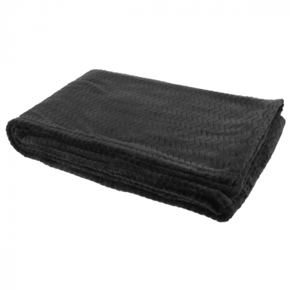 Embroidered Logo Microfiber Wave Blanket - Black - side view