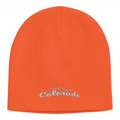 Custom Acrylic Knit Logo Embroidered Beanie Caps - Orange