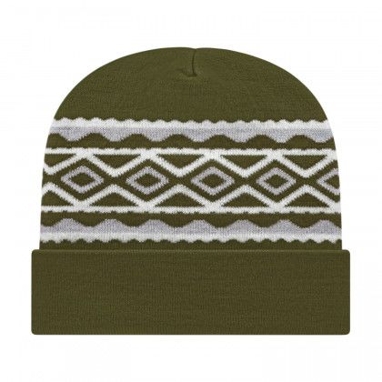 Promo RK Olive Diamond Pattern Knit Cap with Cuff Promo RK Olive Diamond Pattern Knit Cap with Cuff