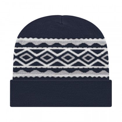 Promo RK True Navy Diamond Pattern Knit Cap with Cuff Promo RK True Navy Diamond Pattern Knit Cap with Cuff