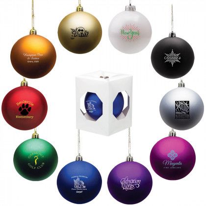 Wholesale Shatter Resistant Ornaments Custom Imprinted with Company Logos -Colors
