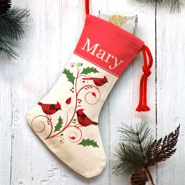 Red Cardinals Personalized Christmas Stocking