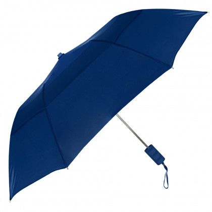 Custom Navy StrombergBrand Vented Windproof Folding Umbrella