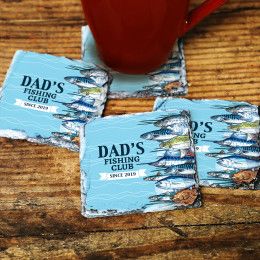 Deep Sea Personalized Square Slate Fishing Coasters - Set of 4