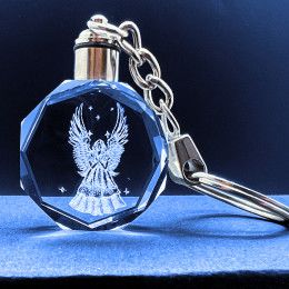 Guardian Angel 2D Crystal Octagon Keychain