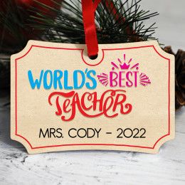 World's Best Teacher Berlin Style Personalized Ornament