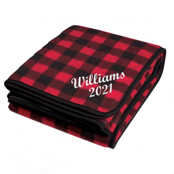 Northwoods Embroidered Buffalo Plaid Fleece Blanket | Textile Decorations