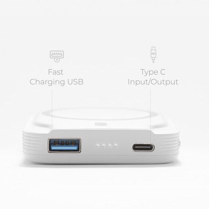 Logo Imprinted MagSafe 5000 mAh Powerbank - Ports Logo Imprinted MagSafe 5000 mAh Powerbank - Ports