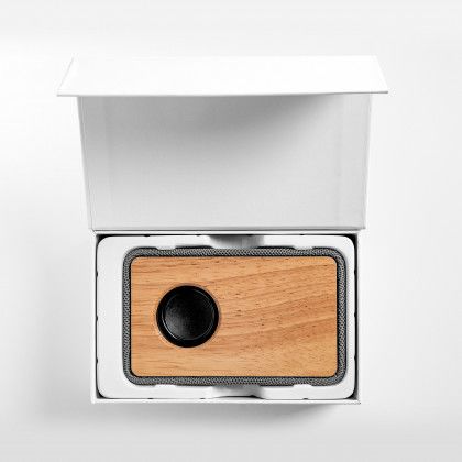 Promotional Wood and Fabric Bluetooth Speaker - Gift box