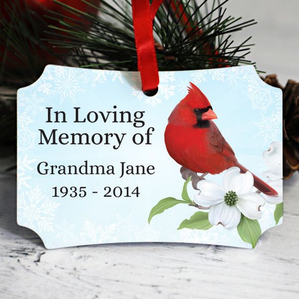 Memorial Cardinal Personalized Holiday Ornament