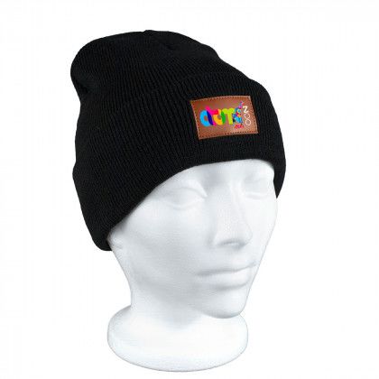 Tiburon Knit Beanie with Logo Patch - Black