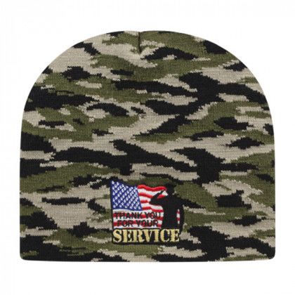 Tiger Camo Promotional Knit Beanie | Camo Beanies with Logo