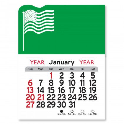 Peel-N-Stick® Calendar - American Flag - Grass Green