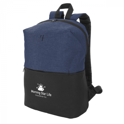 Logo Imprinted Colorblock 600D Backpack | Promotional Backpacks - Navy