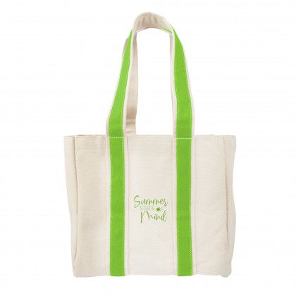 Promo Quatre Wine Bottle Tote Bag - Natural/Lime