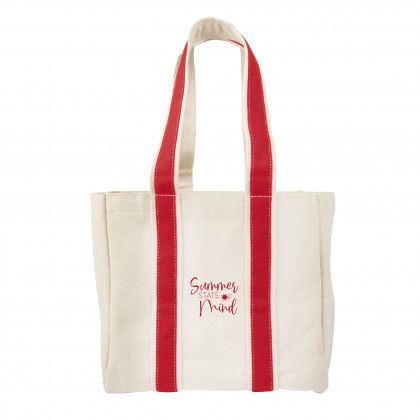 Promo Quatre Wine Bottle Tote Bag - Natural/Red