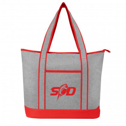 Gray with Red Harborside Heathered Cooler Tote Bag