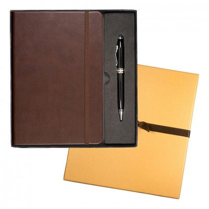 Promotional Tuscany Journal Stylus Pen Set - Brown