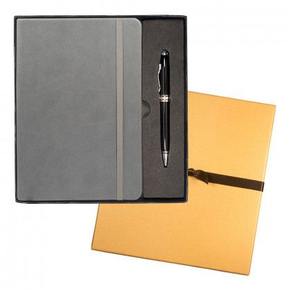 Custom Logo Tuscany Journal Stylus Pen Set - Gray