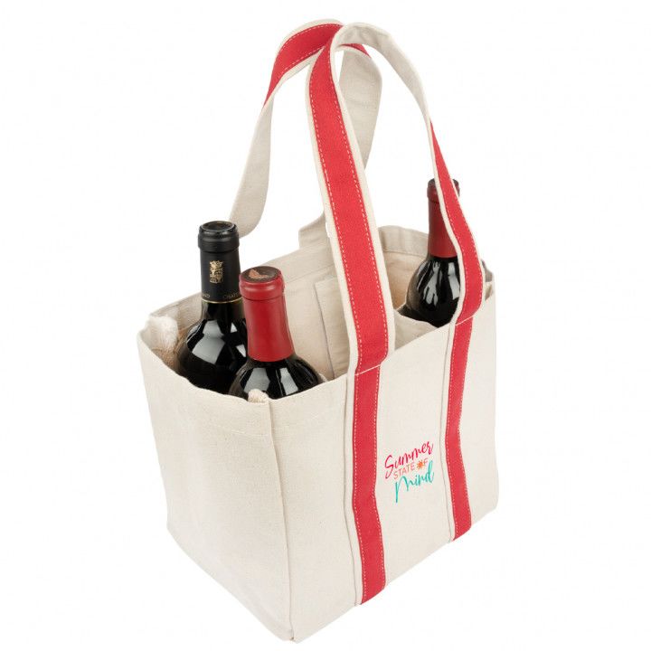 Printed Quatre Wine Bottle Tote Bag - Main Image