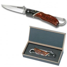 Engraved Pocket Knife with Rosewood Handle