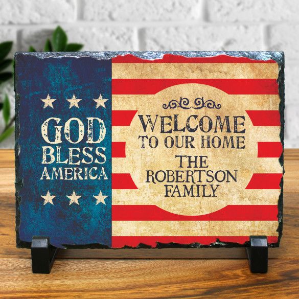 Personalized Vintage American Flag Keepsake | Customized Housewarming Gift for Veteran