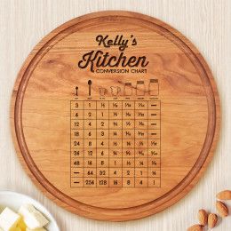 Kitchen Conversion Chart Round Cherry Cutting Board