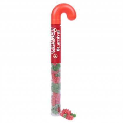 Promo Holiday Candy Cane Tube Sour Gummy Bears | Custom Logo Candy