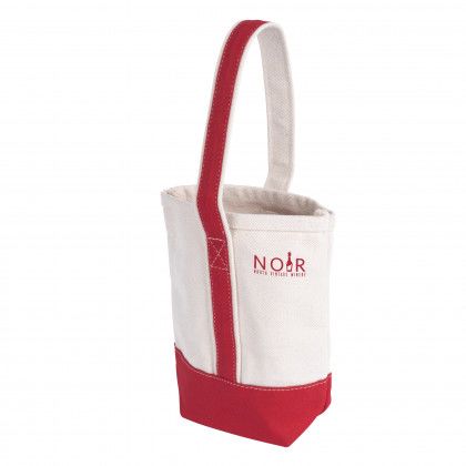 Custom Logo Deux Wine Bottle Tote Bag - Natural with red