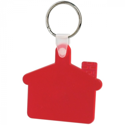 Soft Squeezable Key Tag - House Shaped - Translucent Red