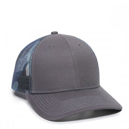 Custom Embroidered Ultimate Trucker Cap - Charcoal/blue camo