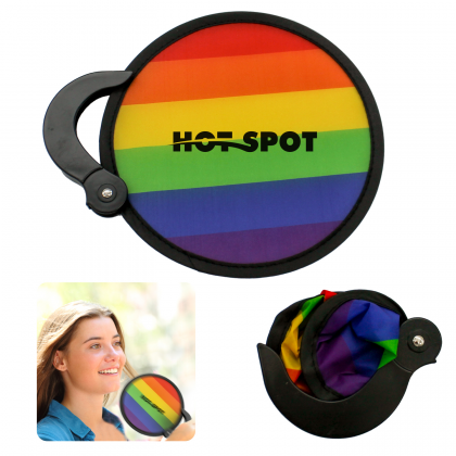 Imprinted Rainbow Collapsible Fan | Promotional Hand Fans