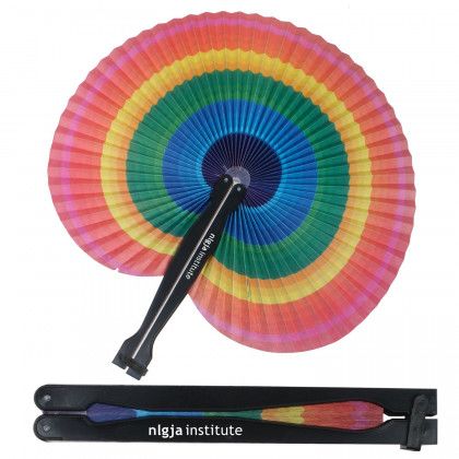 Imprinted Logo Rainbow Folding Fan | Custom Hand Fa