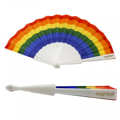 Custom Logo Rainbow Accordion Fan | Logo Hand Fans - White