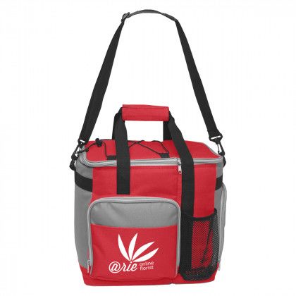 Red with Gray Large Insulated Kooler Tote - Embroidered