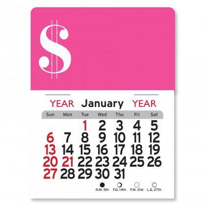 Peel-N-Stick® Calendar - Dollar Sign - Hot Pink