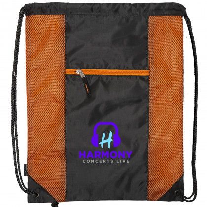 Imprinted Porter Mesh Drawstring Bag - Orange