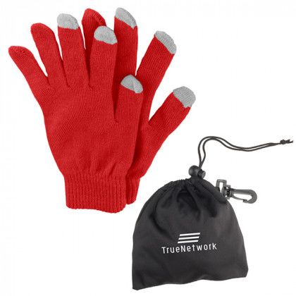 Red Promo Touch Screen Gloves in Pouch