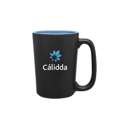 Custom Logo Rocca Matte Black Mug - Sky Blue