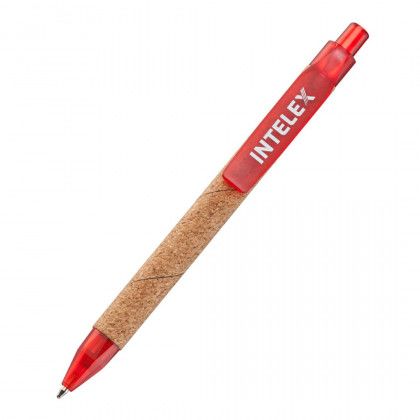 Imprinted Helios Cork Barrel Pen - Red