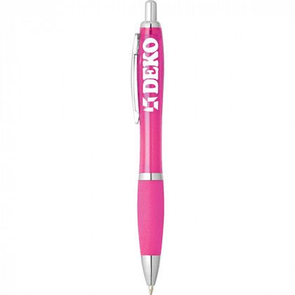 The Nash Promotional Pen in Bulk | Customizable Pens Wholesale - Translucent Pink/Trans Pink