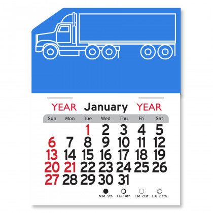 Peel-N-Stick® Calendar - Semi Truck - Carolina Blue