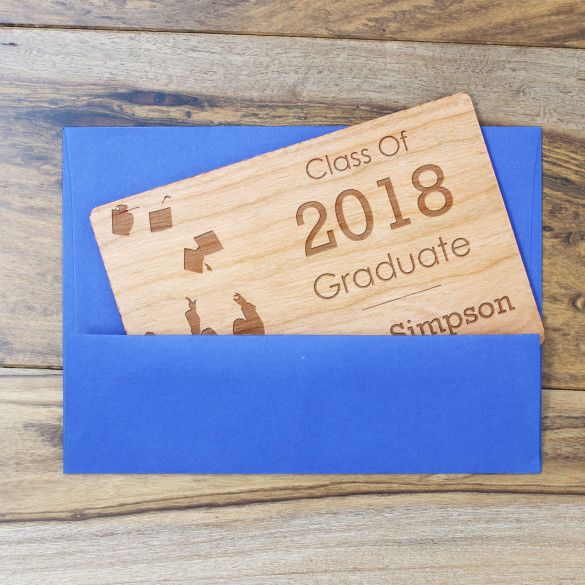 Celebrate! Personalized Wood Carved Graduation Card