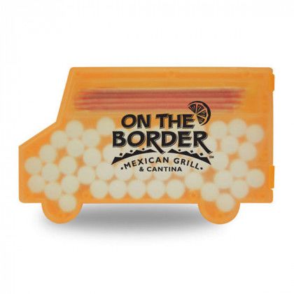 Truck Shaped Mint Container With Custom Logo Orange