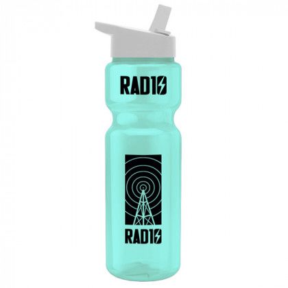 Promo Transparent Bottle with Flip Straw Lid teal