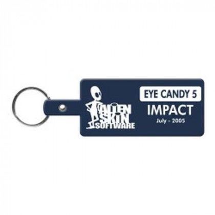 Dark Blue Rectangle Key-Tag-Flexible Plastic with Logo