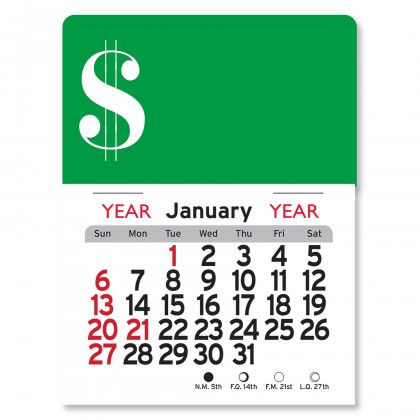 Peel-N-Stick® Calendar - Dollar Sign - Grass Green