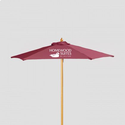 Promotional Wood Market Umbrella 7 ft. Burgundy