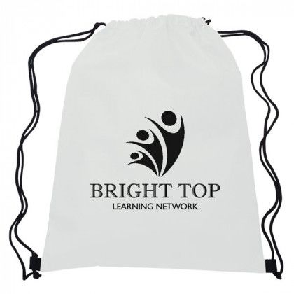 Company Logo Drawstring Backpacks | Non-Woven Drawstring Sports Pack | Wholesale Drawstring Backpacks - White