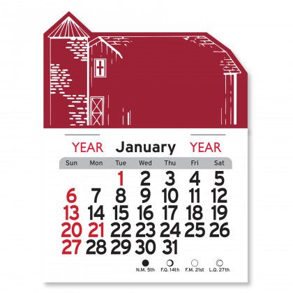 Economical Peel-N-Stick® Barn Calendar - Crimson
